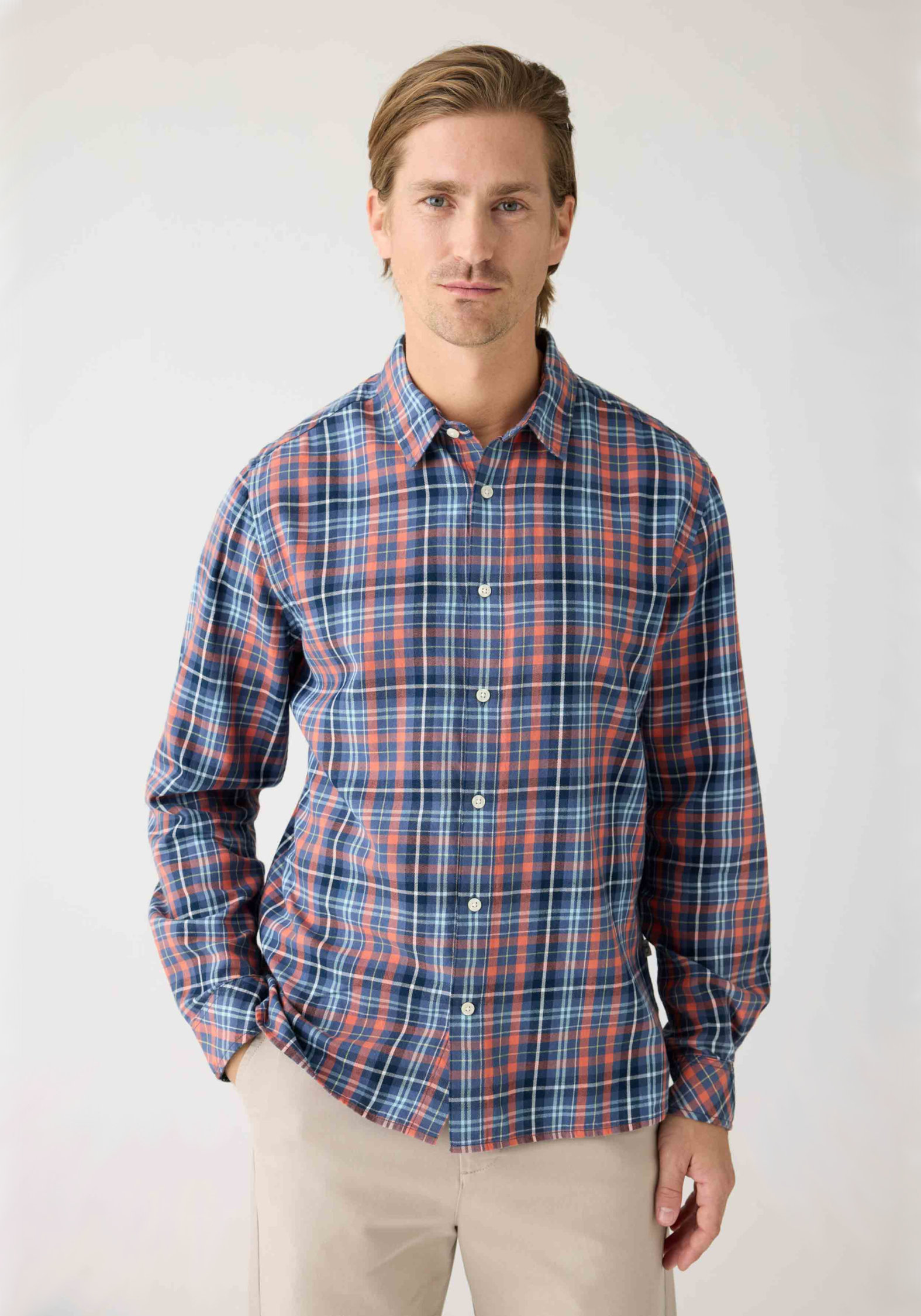 Knowledge Cotton Apparel Flanellhemd Small Checked Flannel Shirt Blue Check