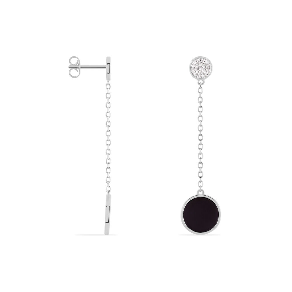 Boucles D'oreilles Pendantes Adonya Argent Céramique Et Oxyde