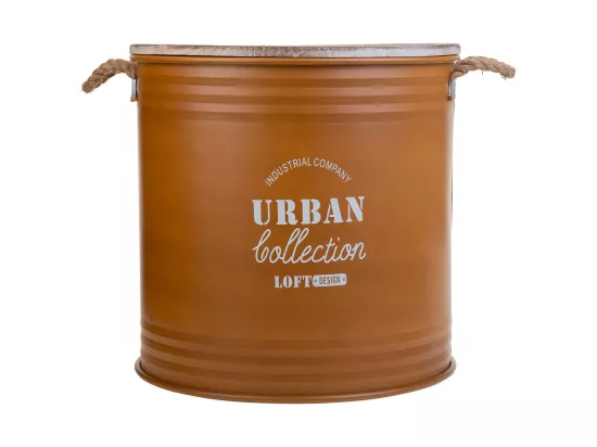 Panier à linge en métal imprimé marron 50x50