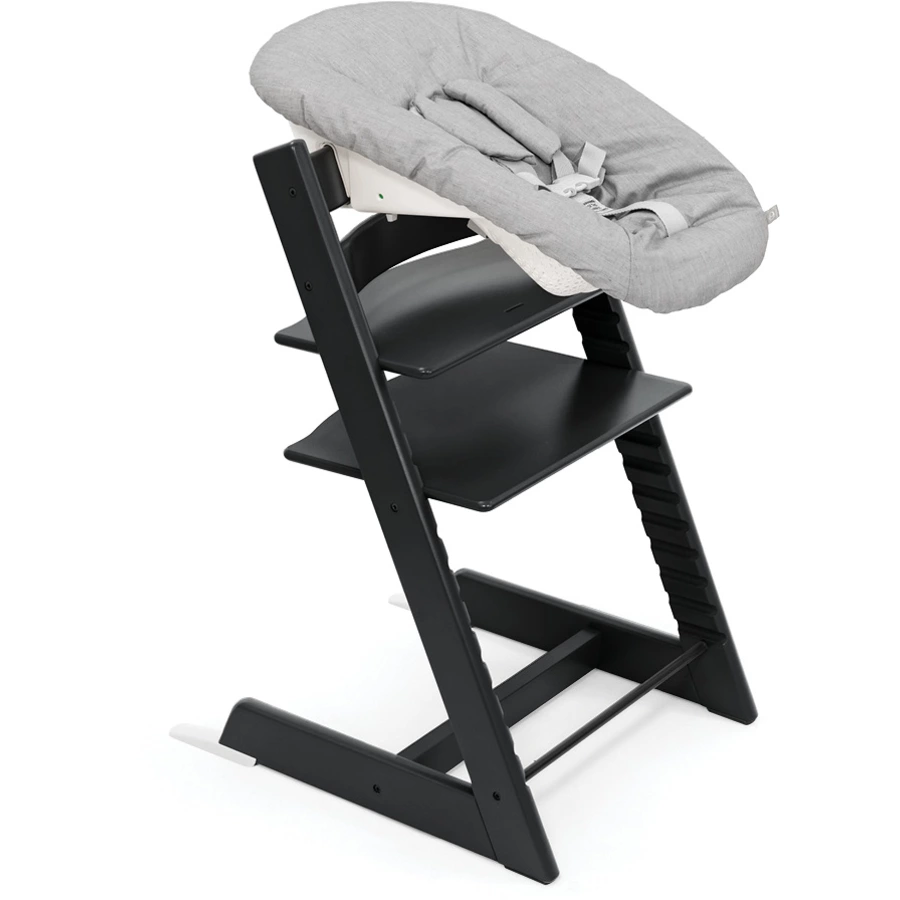STOKKE® Mega Tripp Trapp® Set Hochstuhl Oak schwarz inkl. Newborn Set™ Grey und Baby Set schwarz