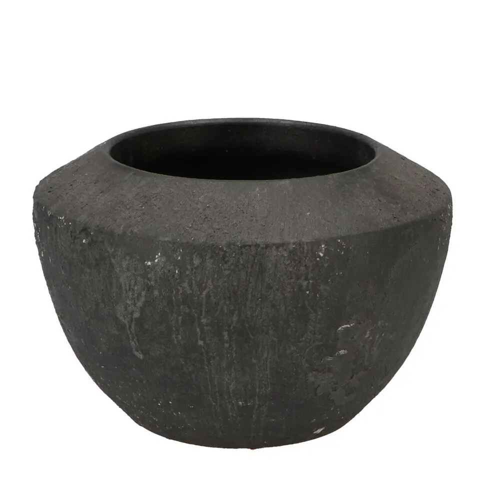 DK Design Bloempot model Maya - verweerd zwart - D20 x H13 cm - rustiek