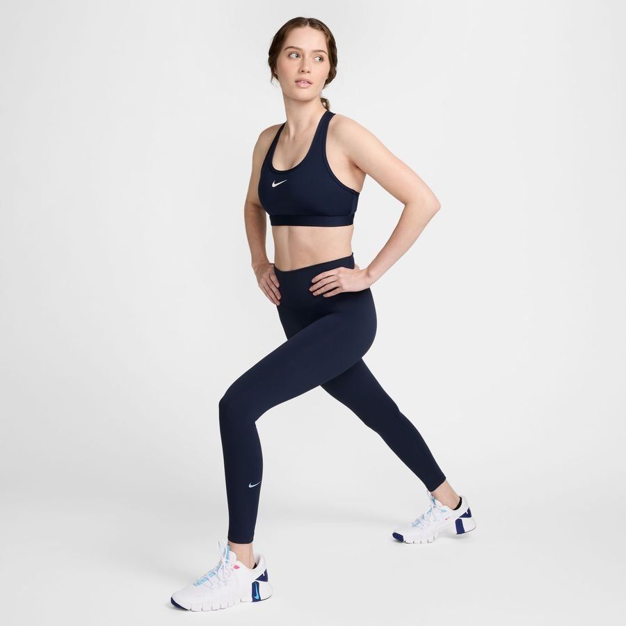 Nike Brassière Dri-FIT Swoosh - Bleu Foncé/Blanc Femme