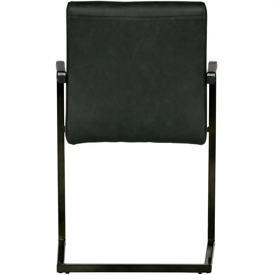 WOOOD Bas Eetkamerstoelen - Pu - Antraciet - Set van 2