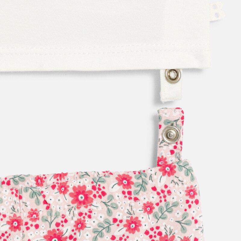 Pyjama jersey hérisson fleuri blanc bébé fille Rouge