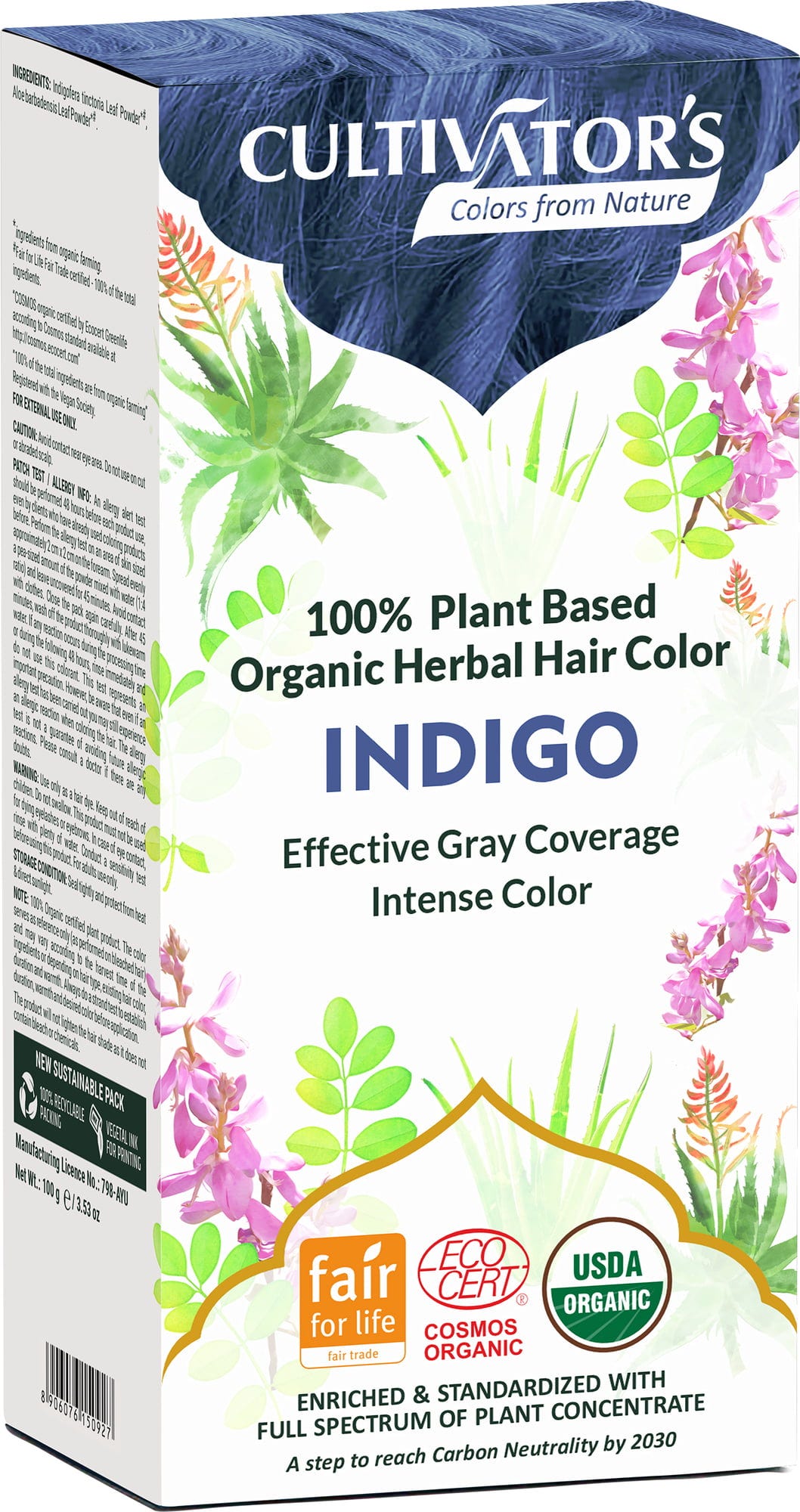 CULTIVATOR'S  Organic Herbal Hair Color Indigo, 100 g