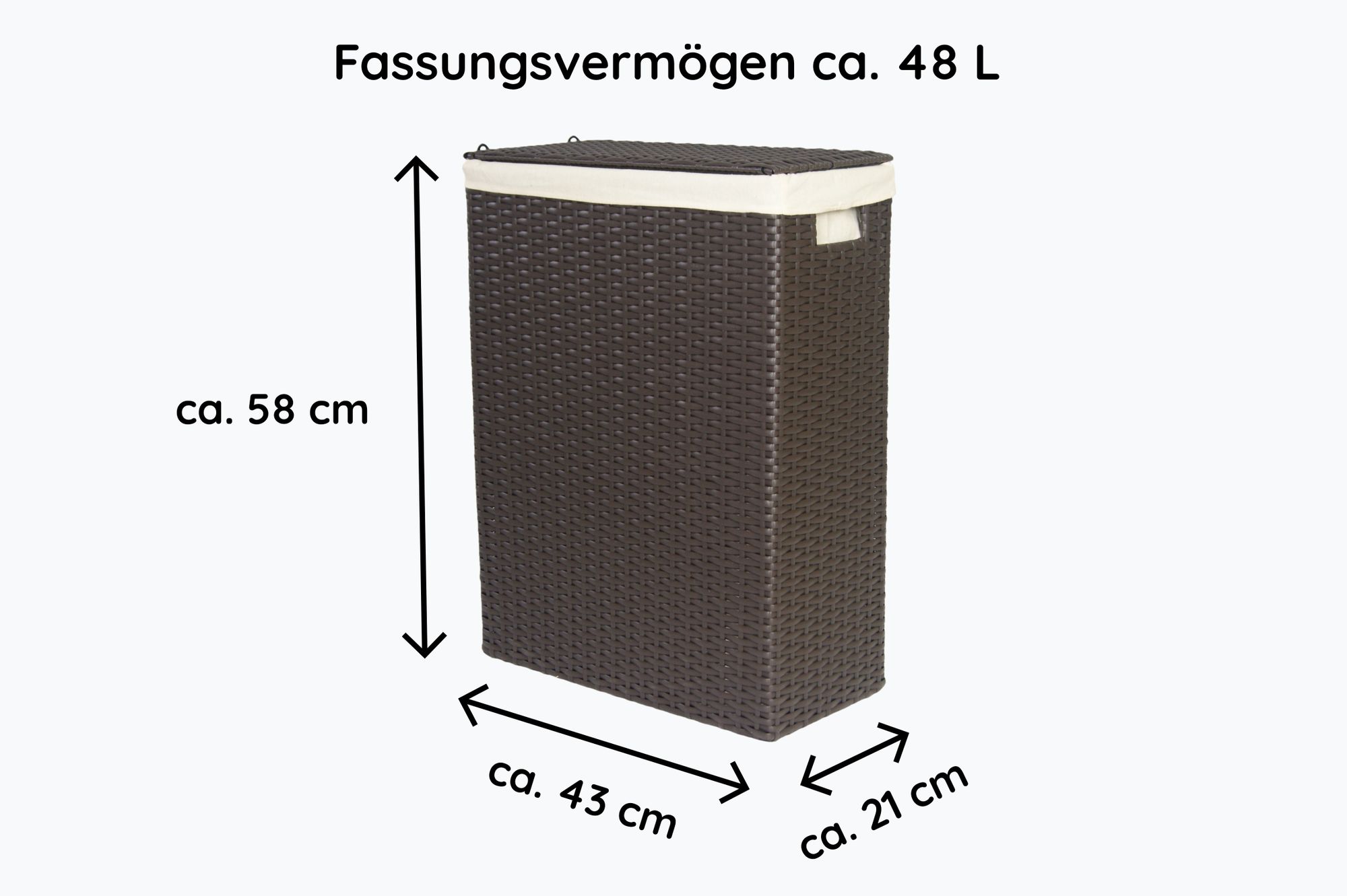 Lycce Nischenwäschekorb braun aus Kunststoff-Geflecht, 27L oder 48L