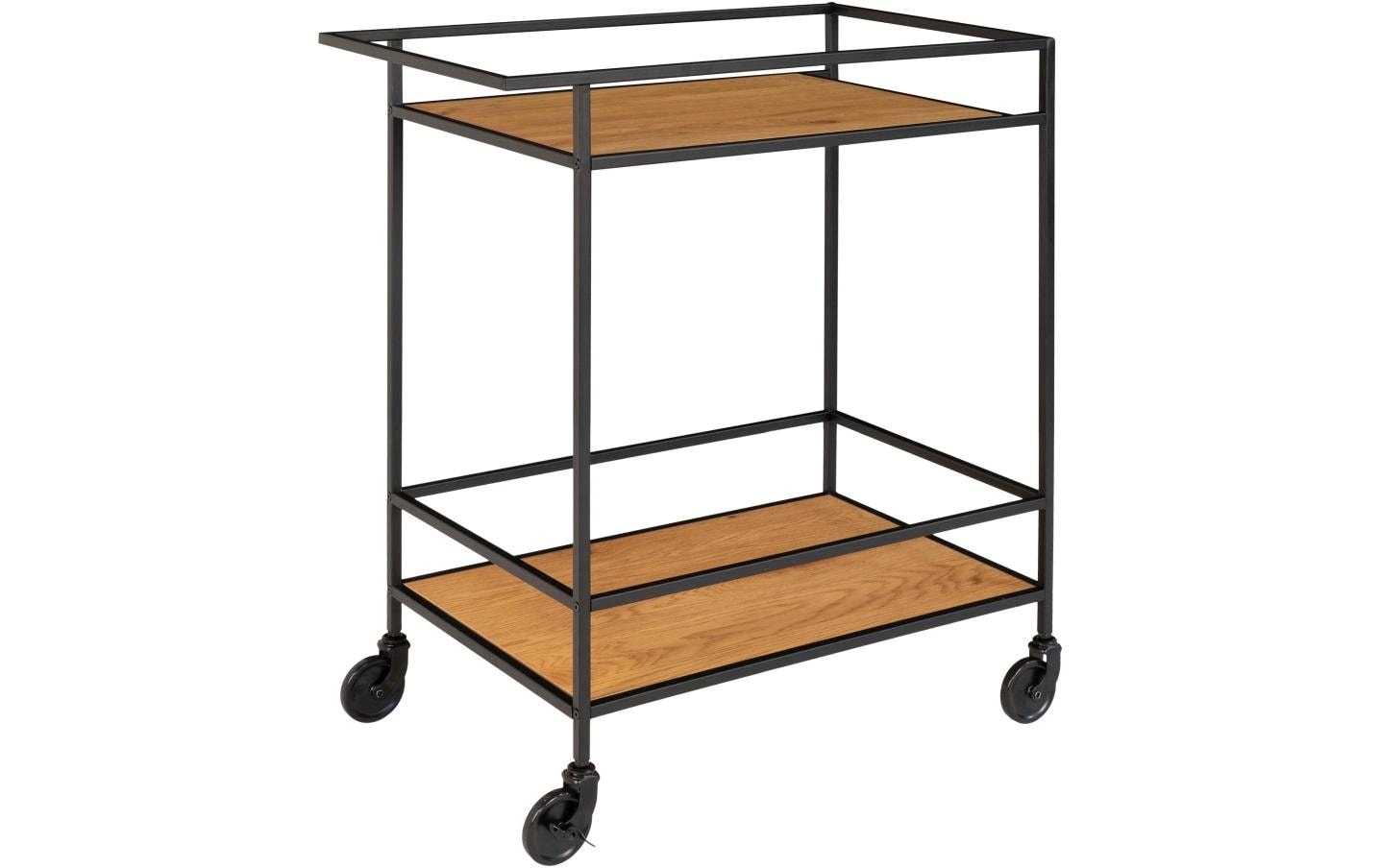 Bartrolley Vita 79 x 68 cm, Nature/Schwarz<br>Servierwagen mit zwei Ablagen