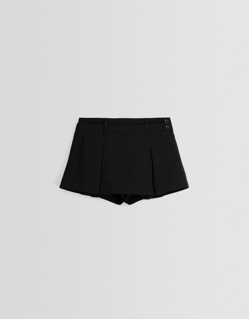 Saia-calça sob medida com pregas caixa