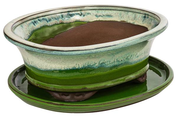Dehner Keramik-Bonsaischale, oval,