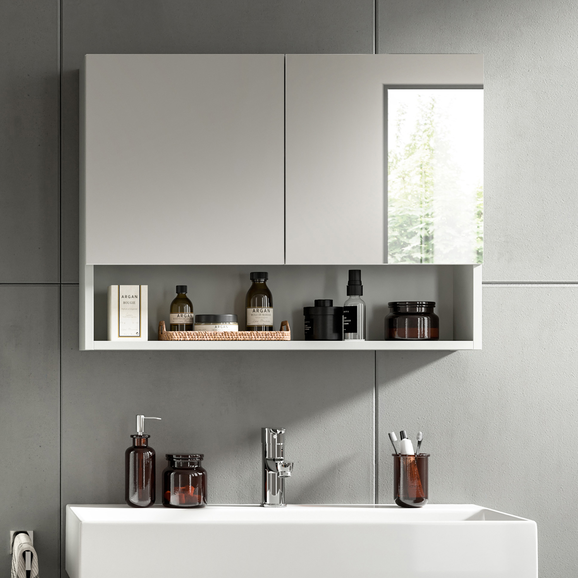 Spiegelschrank COPA - hellgrau - 74 cm