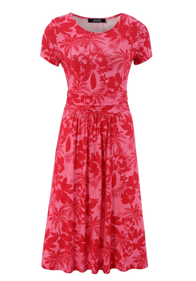 Aniston SELECTED Sommerkleid mit Palmen und Blüten in Knallfarbe