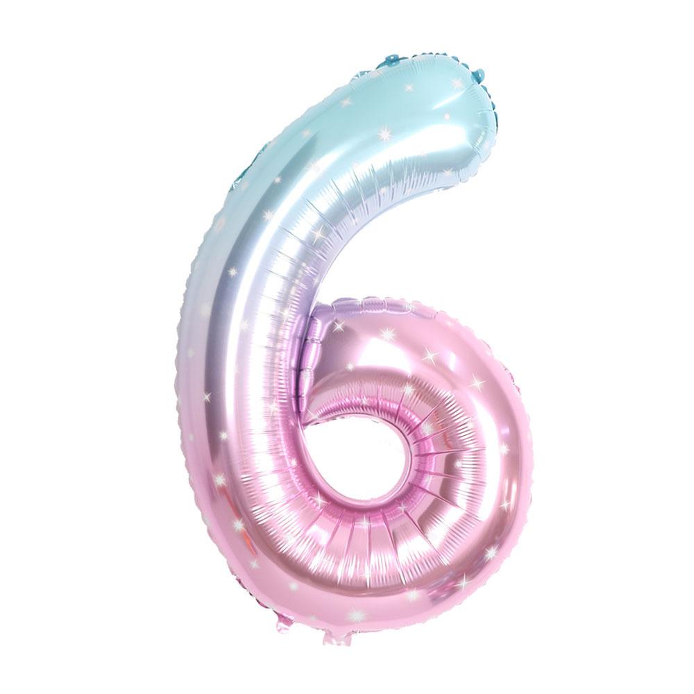 (8-tlg. Set) Zahlen Ballon Kinder Geburtstags Party Folienballon inkl. Latex Luftballon - Zahl 6 / Schmetterling