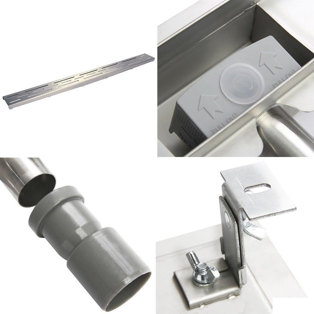 Mueller Basic douchegoot RVS met muurflens 100x7cm