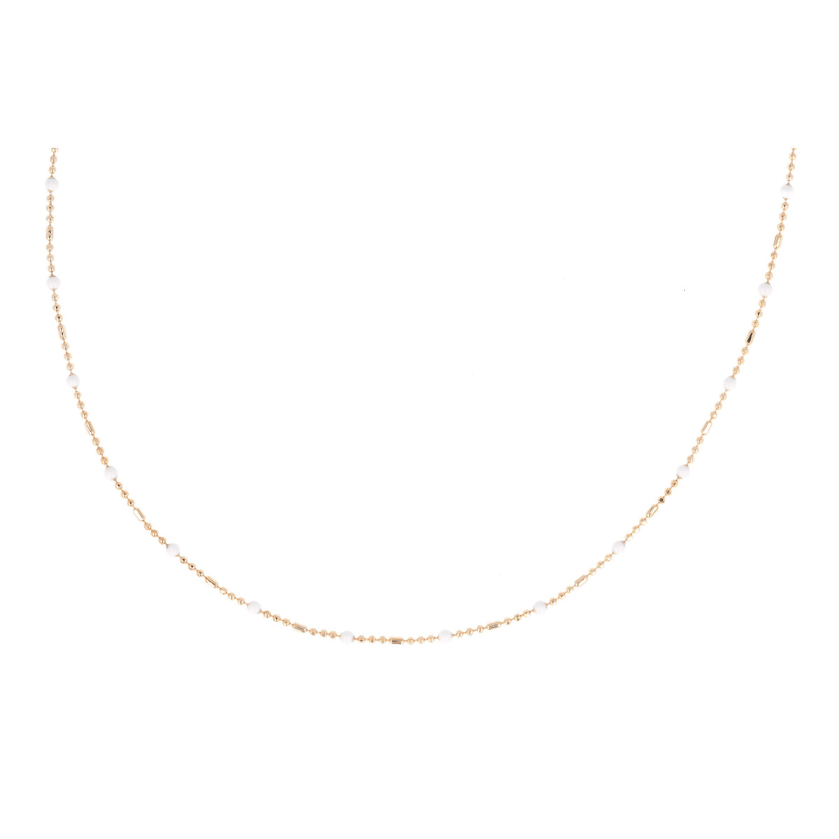 Collier plaqué or avec résine blanche longueur reglable 40cm+5cm