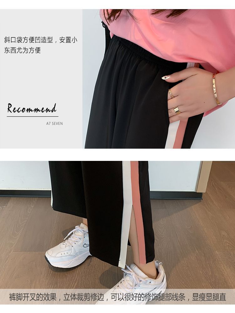 DiBi - Cropped contrasterende broek met wijde pijpen