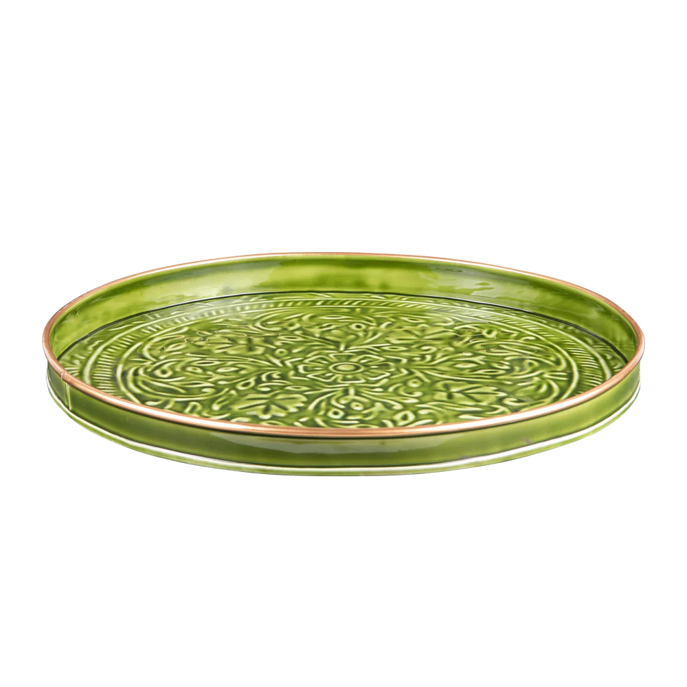 Set de 2 plateaux ronds Tosca vert Table passion