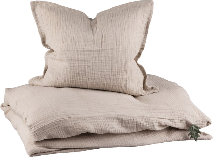 Sebra Sengetøj, junior, musselin, seabreeze beige