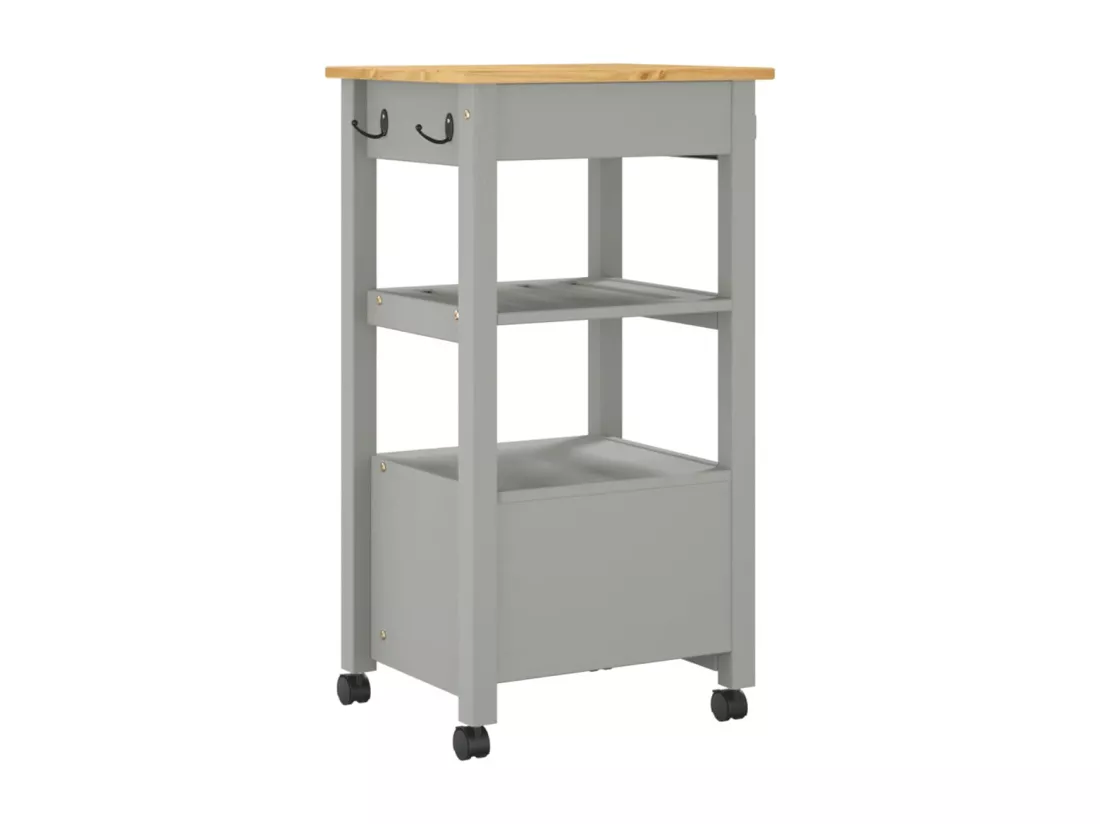 Chariot de cuisine MONZA 48x40x90 cm bois massif de pin
