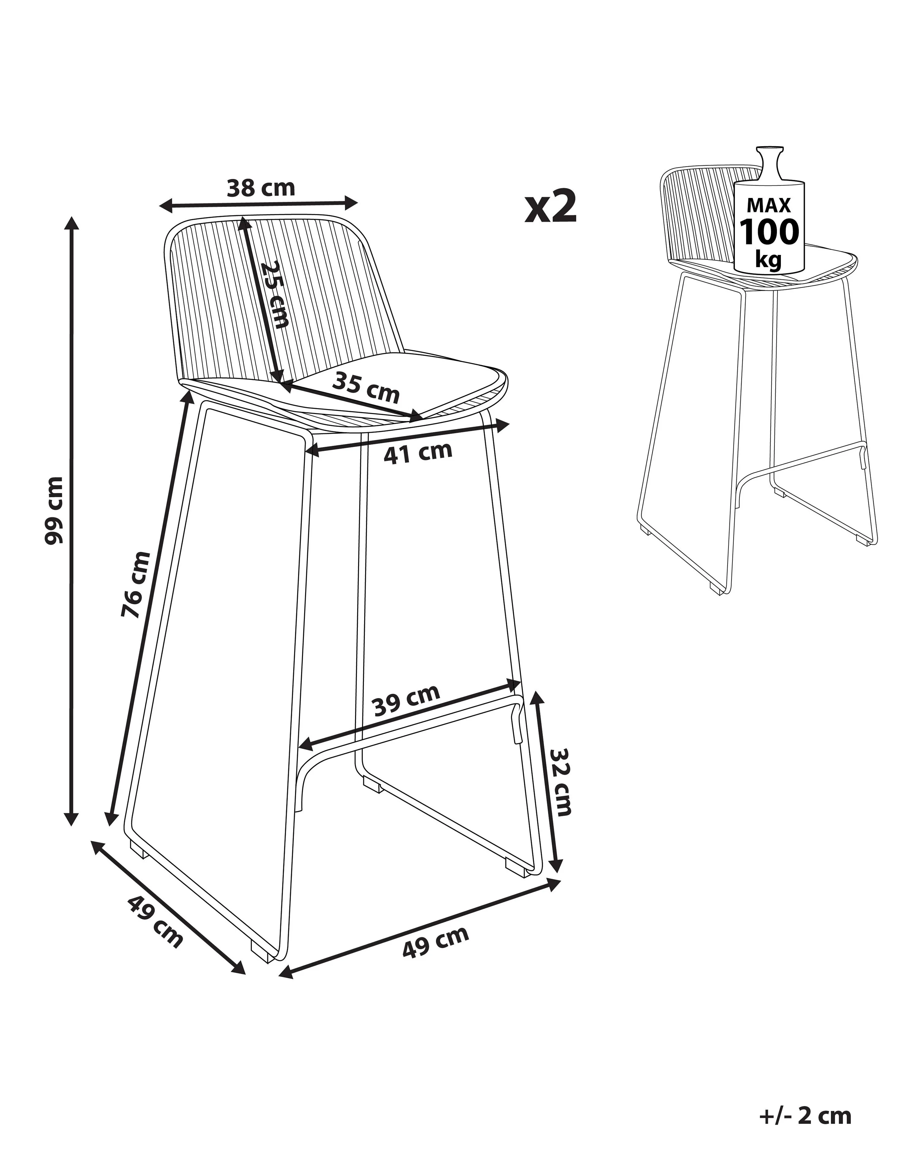 Set van 2 barstoelen PENSACOLA Metaal Zwart