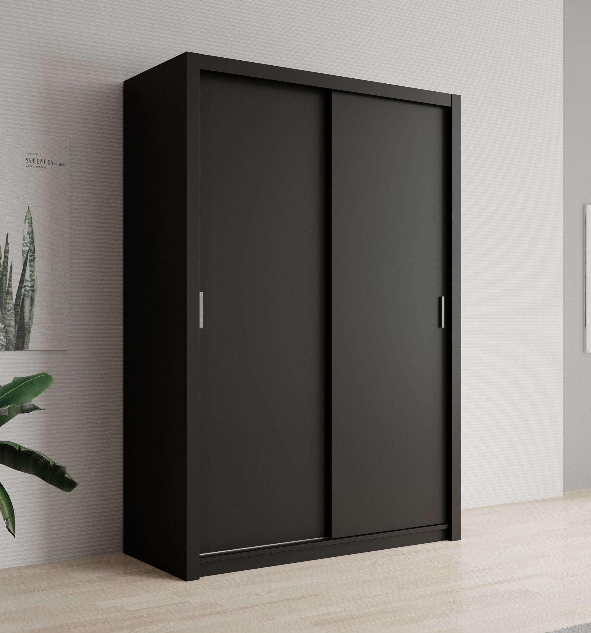 Blake - Kledingkast met schuifdeuren - Zwart - 150x62x215 cm