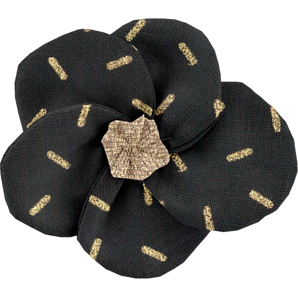 Petite Barrette Pétales De Fleur Paille Dorée Noir