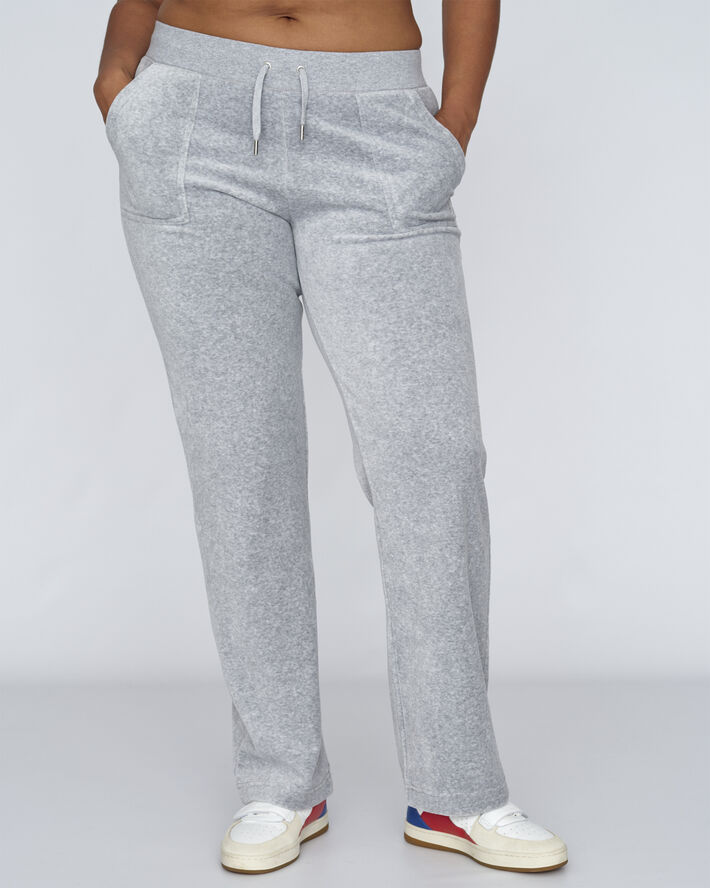 Juicy Couture Del Ray Classic Velour Pant Pocket Design Silver marl