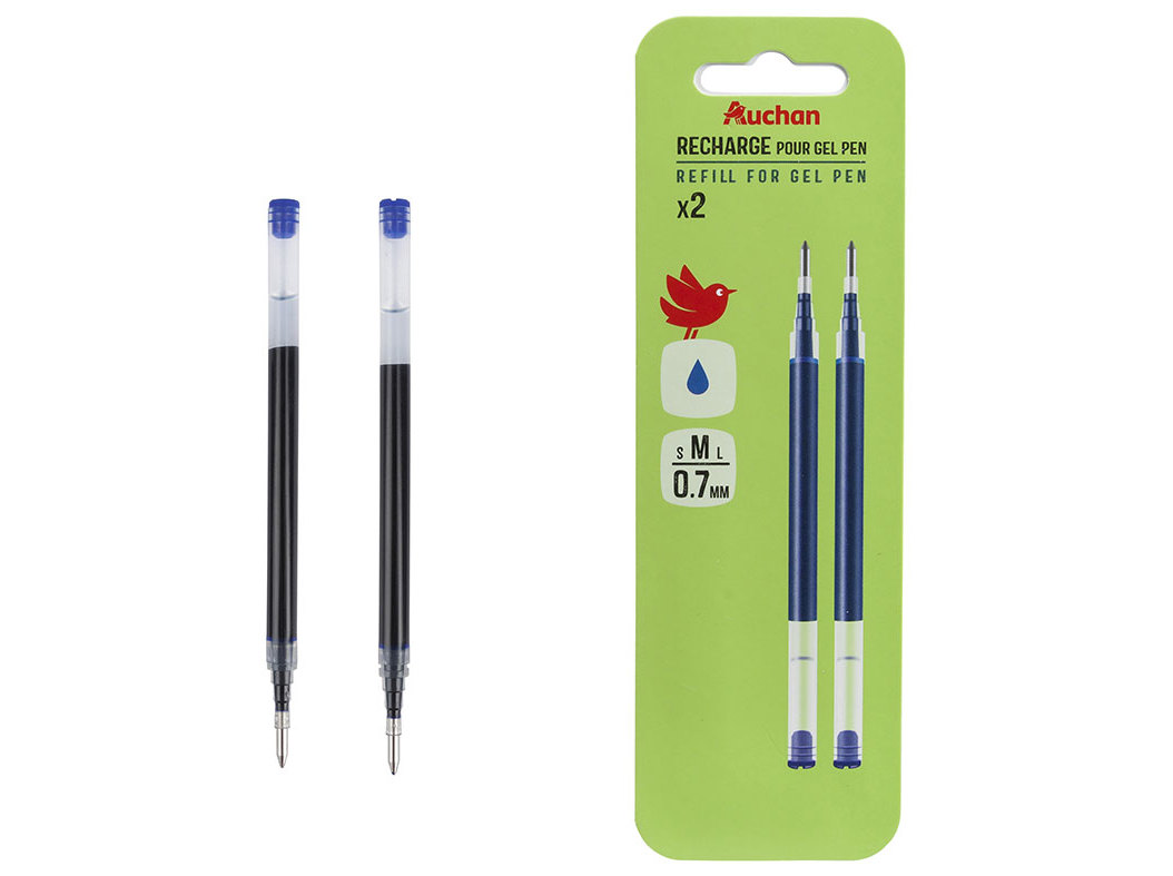 RECARGA P/CANETA GEL AUCHAN AZUL 2 UNIDADES