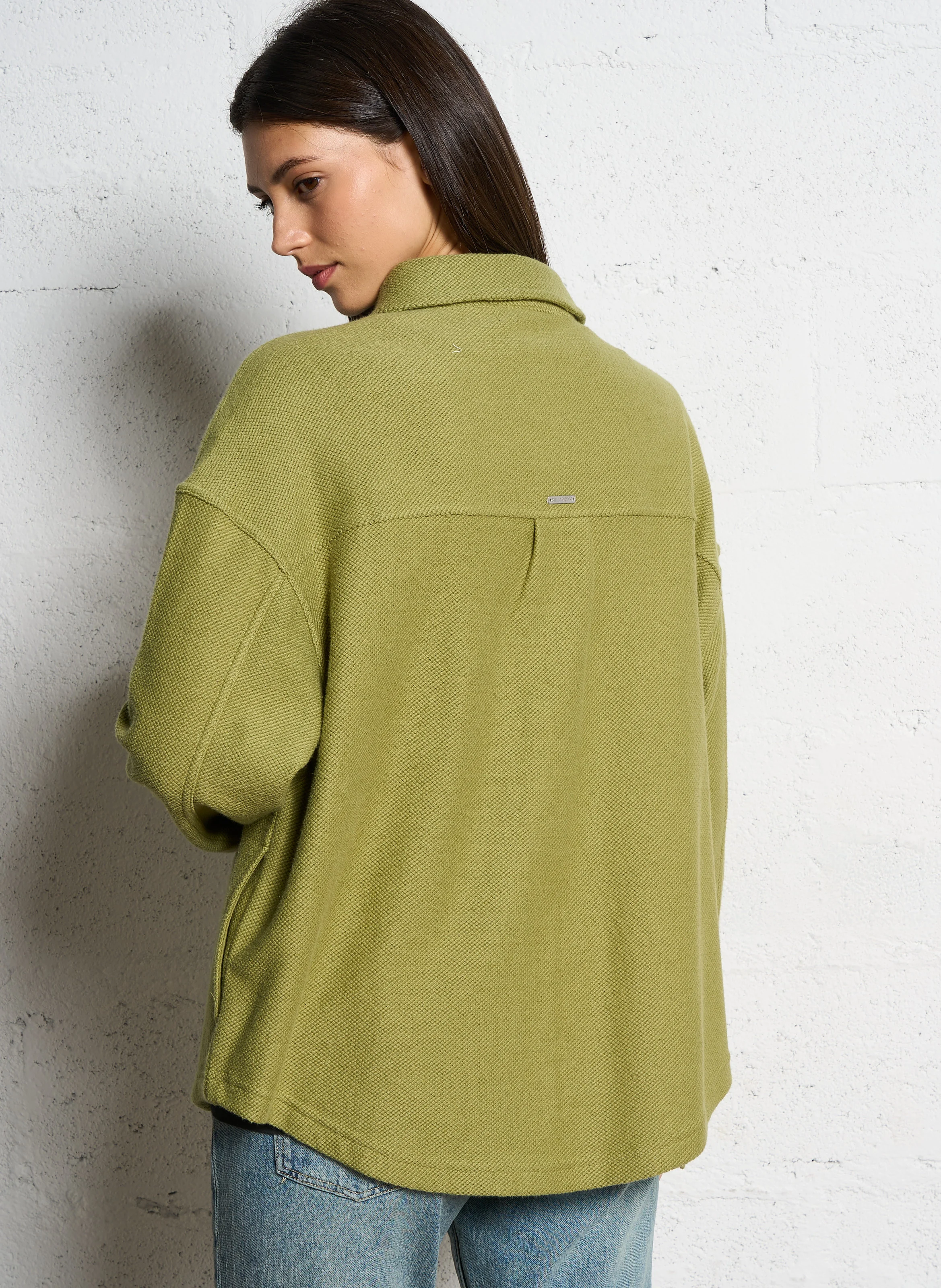 EVERYTIME SHACK - Surchemise col classique ample en coton mélangé | Kaki
