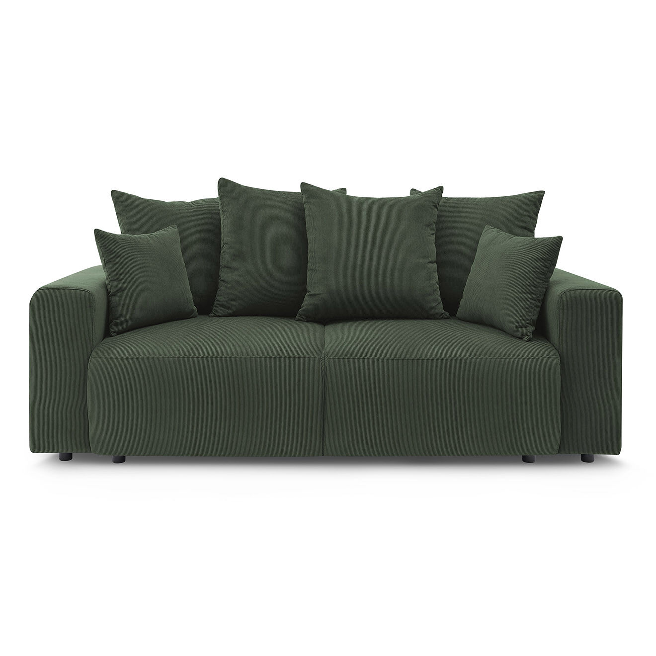 Bobochic Canapé droit fixe 2 places envy velours côtelé vert - 210x100x95 cm