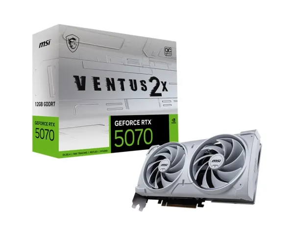 MSI GeForce RTX 5070 12G VENTUS 2X OC - Grafikkort - GeForce RTX 5070 - 12 GB GDDR7 - PCI Express 5.0 - 3 x DisplayPort, HDMI - hvid