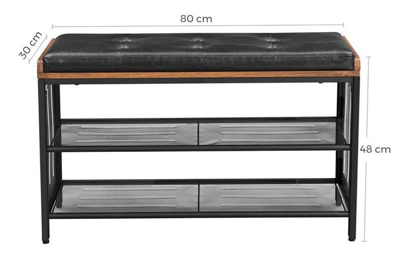Schuhregal mit Sitzpolster 80 x 48 cm, Braun/SchwarzSchuhgestell