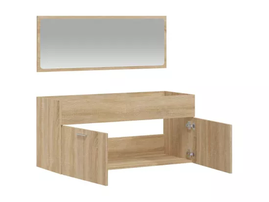 Armoire de bain avec miroir chêne sonoma bois d'ingénierie