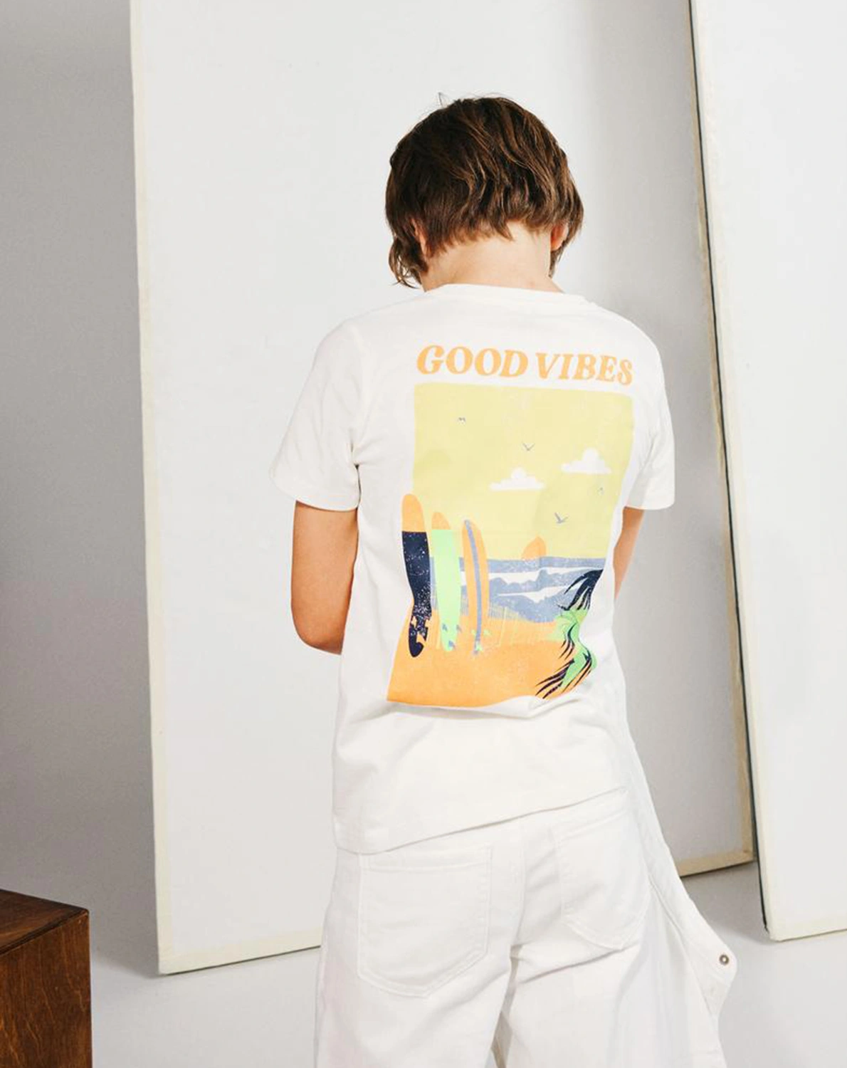 T-Shirt NKMFADSER GOOD VIBES in jet stream