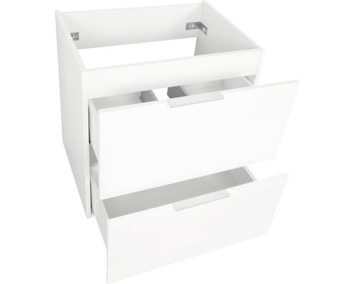 Badkamermeubelset Differnz Bolo 61 x 110 x 46 cm, frontkleur wit hoogglans, wastafel en spiegel wit, badmeubel