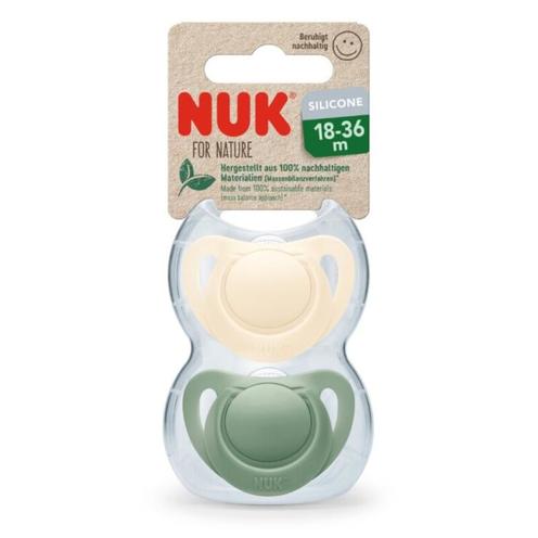 2 sucettes For Nature silicone 18-36m - Vert - NUK