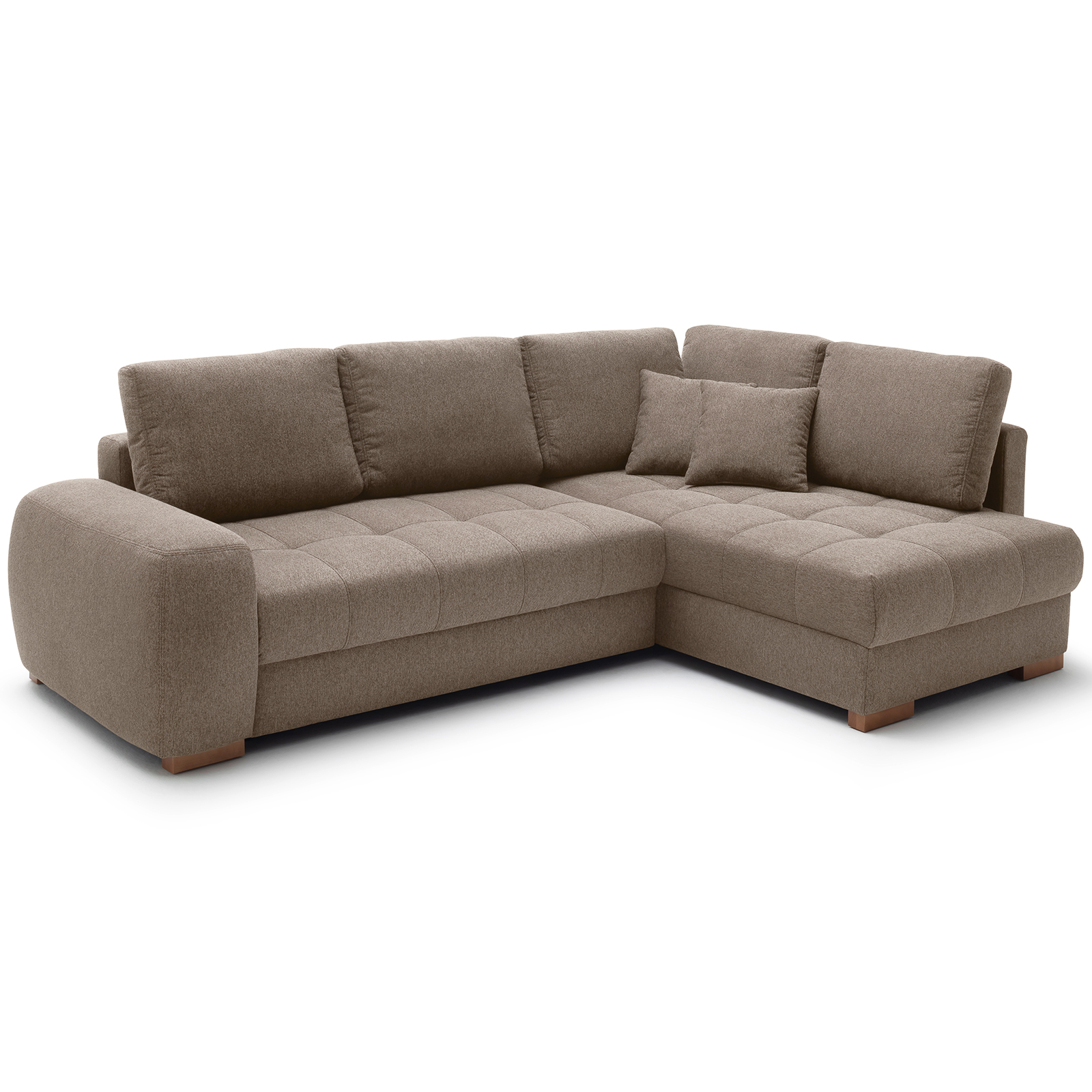 Ecksofa - taupe - Boxspringfederung - Liegefunktion - Holzfüße