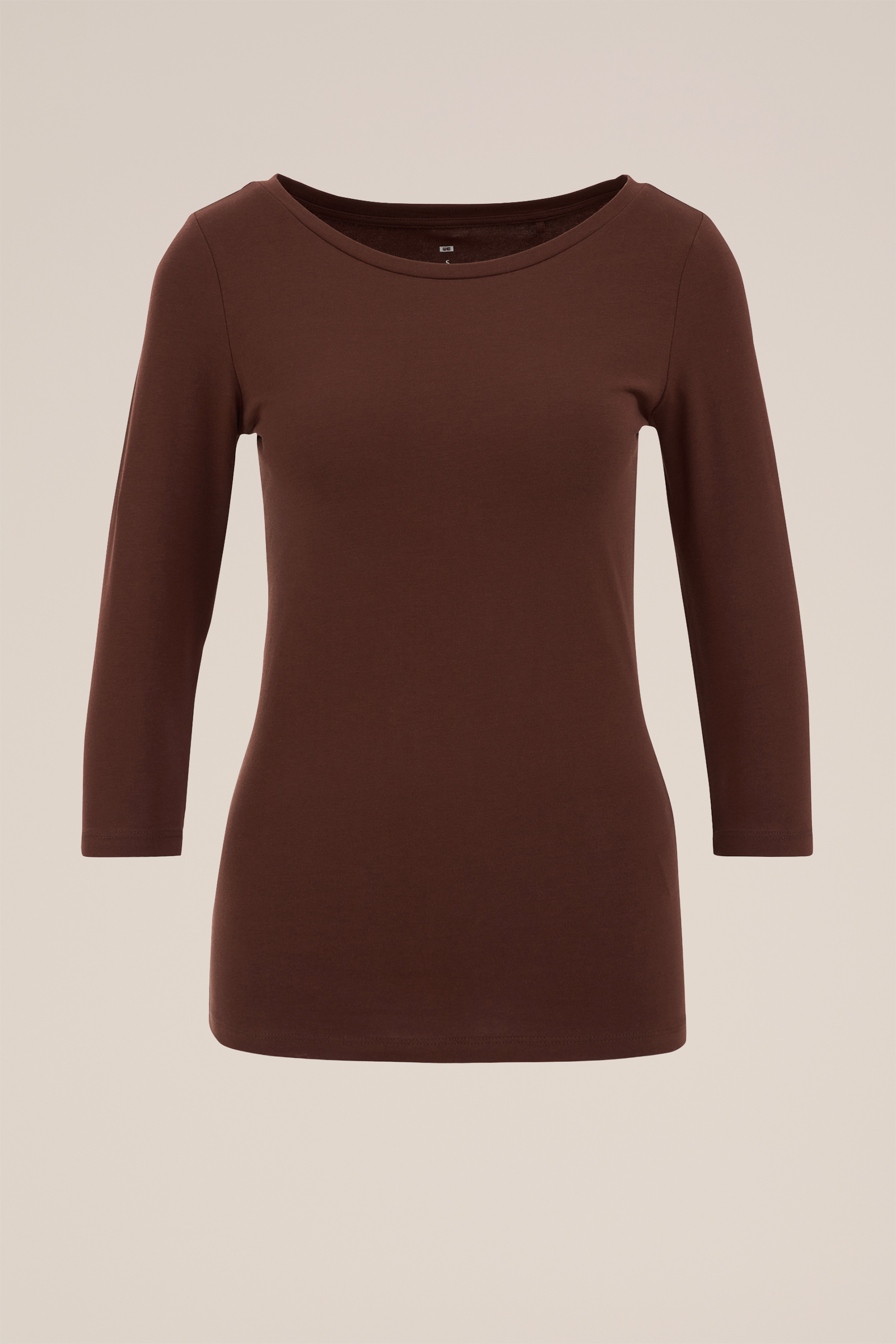 T-shirt met driekwart mouwen WE Fashion Donkerbruin