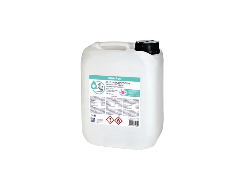Martec Desinfektionsmittel für die Hände mit Aloe Vera 5 Li Hygienische Flüssig-Desinfektion mit 70% Ethanol und Aloe Vera