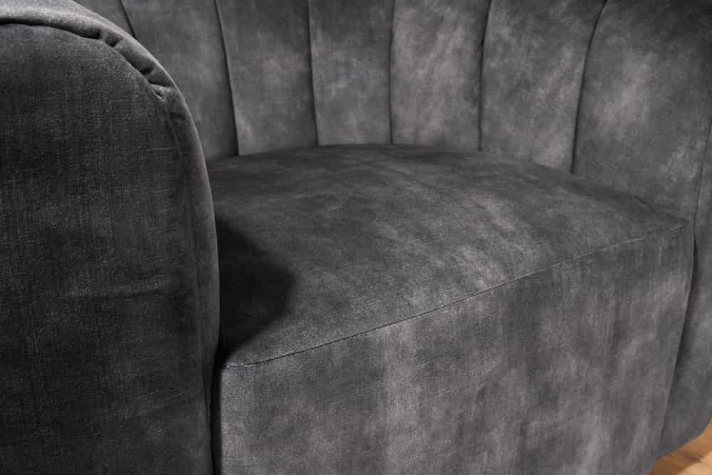 Drehbarer Design Sessel BABYLON dunkelgrau Samt Lounge Cocktailsessel