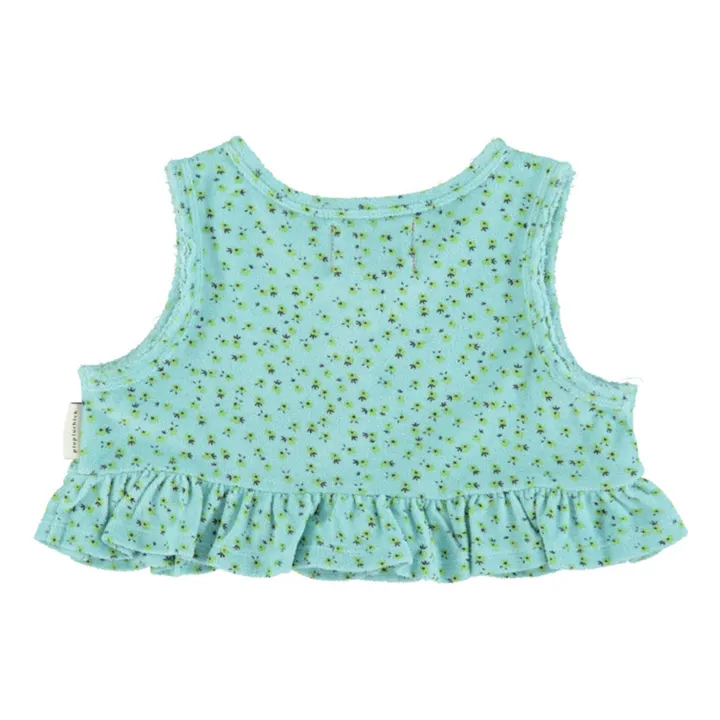 Piupiuchick Top Eponge Fleur Coton Bio | Bleu ciel
