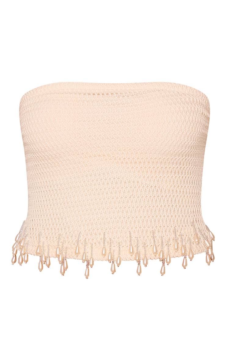 Crème Bandeau Texturé Lourd À Détails De Perles