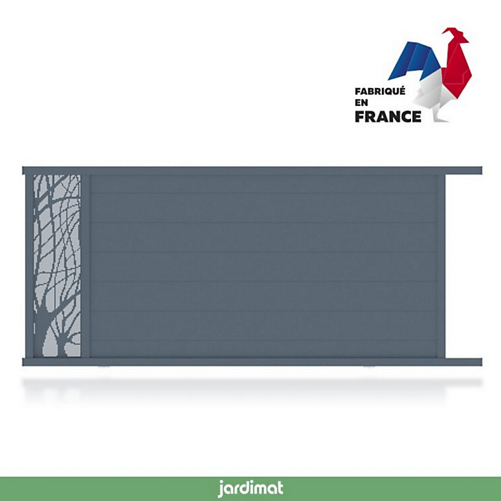 Portail Jardimat coulissant motorisé aluminium Fréjus gris - 350 x h.170 cm