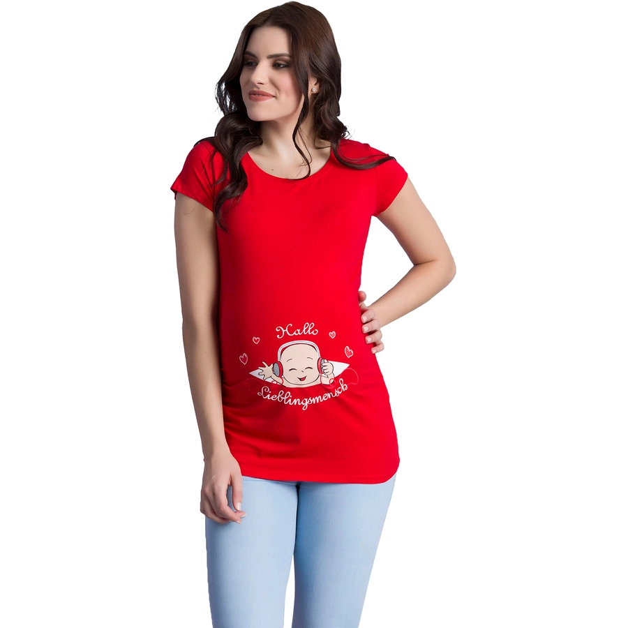 M.M.C. Umstandsshirt Hallo Lieblingsmensch mit Motiv Rot