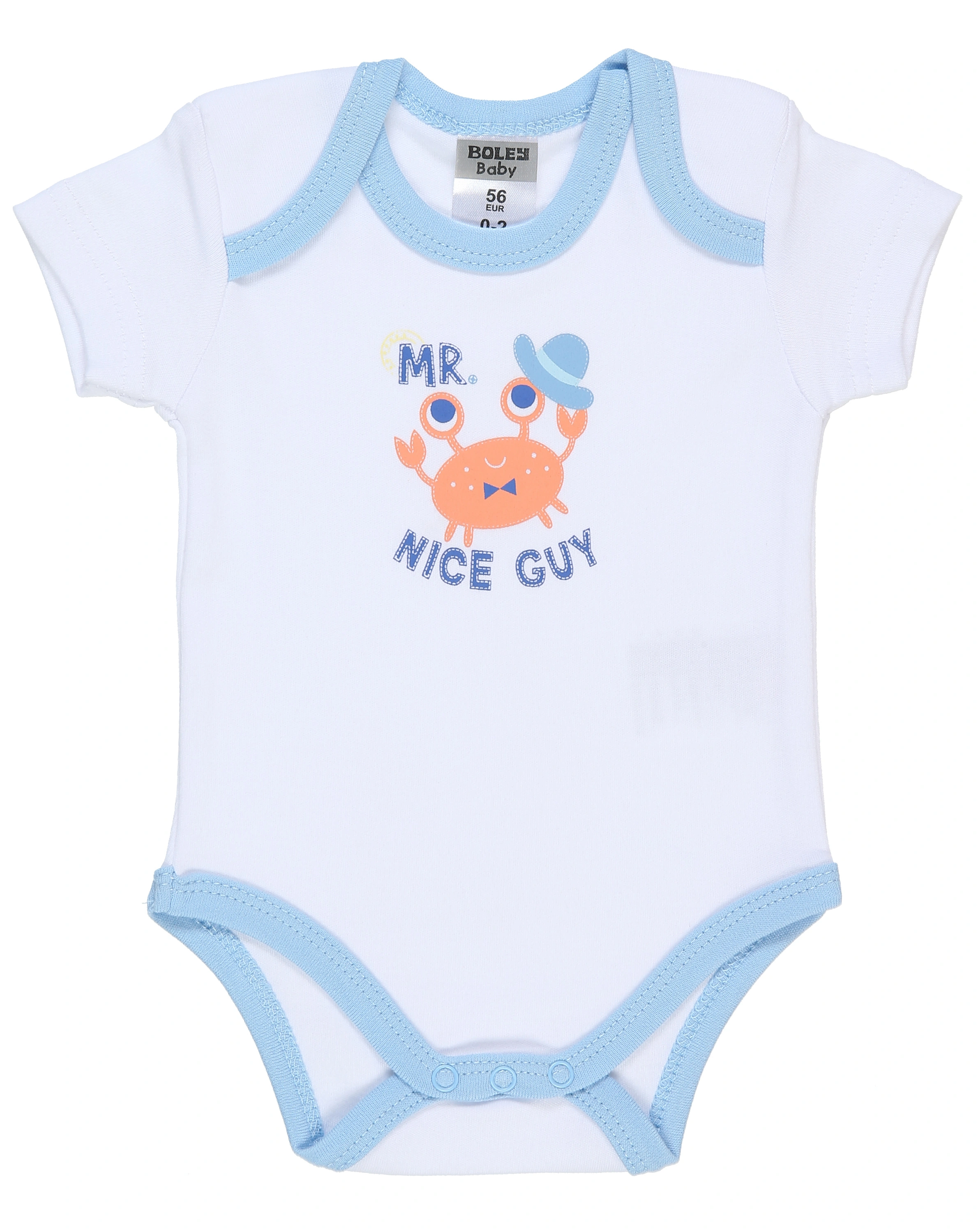 Kurzarm-Body MR. NICE GUY 3er-Pack in blau/weiß