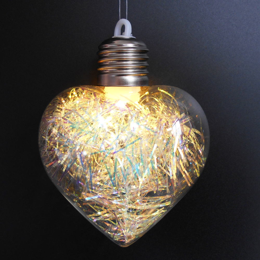 (6er Set) LED Christbaum Schmuck Gefüllte Lametta Weihnachtskugeln Tannenbaum Home Deko (inkl. Batterien) - Warmweiss