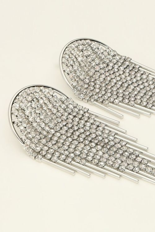 Universe statement oorbellen met zilverkleurige strass