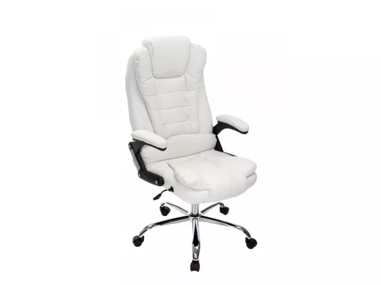 Chaise de bureau - Similicuir & Métal chromé - Blanc - Thor