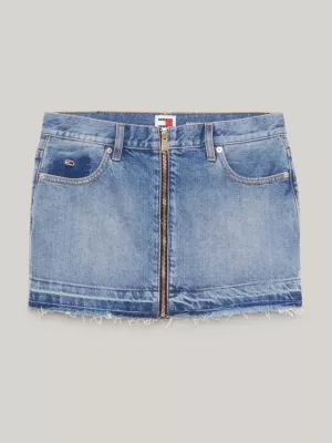 Minissaia Sophie em jeans com zíper