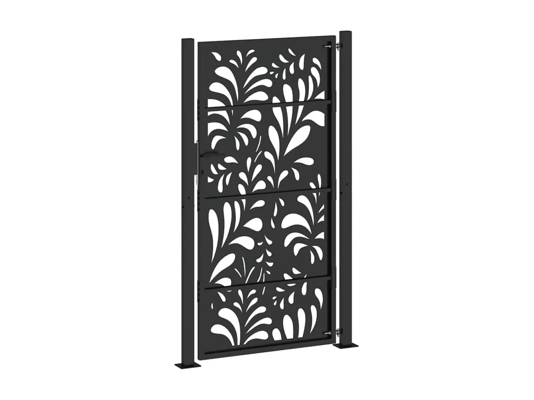 Portail de jardin noir 105x180 cm acier conception de vagues