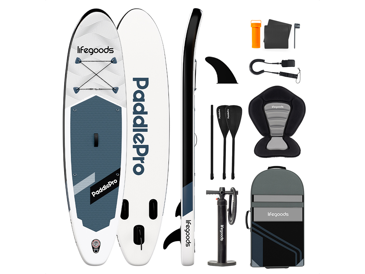LifeGoods Allround Compact SUP Board met zitje - Black/White